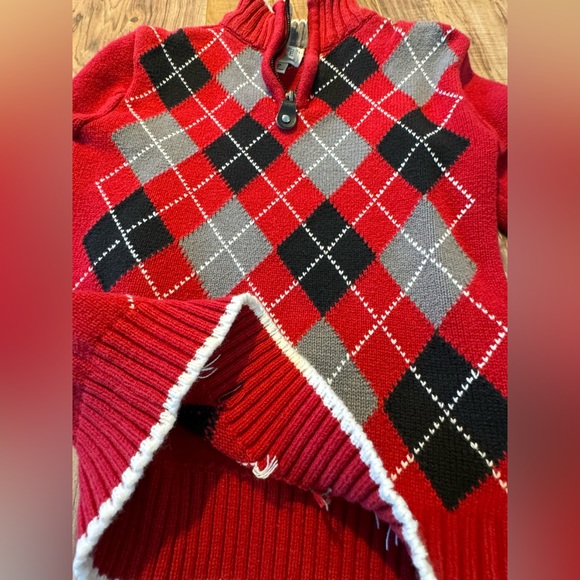 Boys Argyle Patterned 3/4 Zip Pullover Sweater - Picture 2 of 6